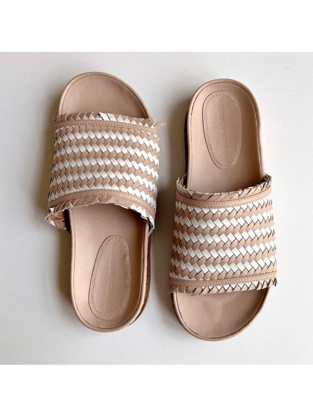 Sigerson Morrison Woven Leather Slide Sandals - Picture 7 of 12